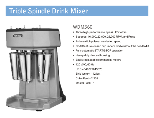 Waring Milkshake Mixer WDM360K